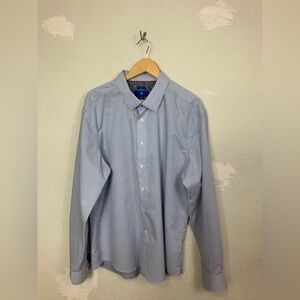 Egara Blue XXL Men's Slim Fit Non-Iron Button Up Dress Shirt Blue Dot Pattern